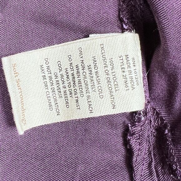 Soft Surroundings Top S Purple Tunic Embroidered Floral Metallic Beaded Boho - Picture 11 of 13